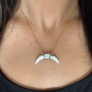 Stella & Dot Gold, Pave, Horn Pendant Necklace